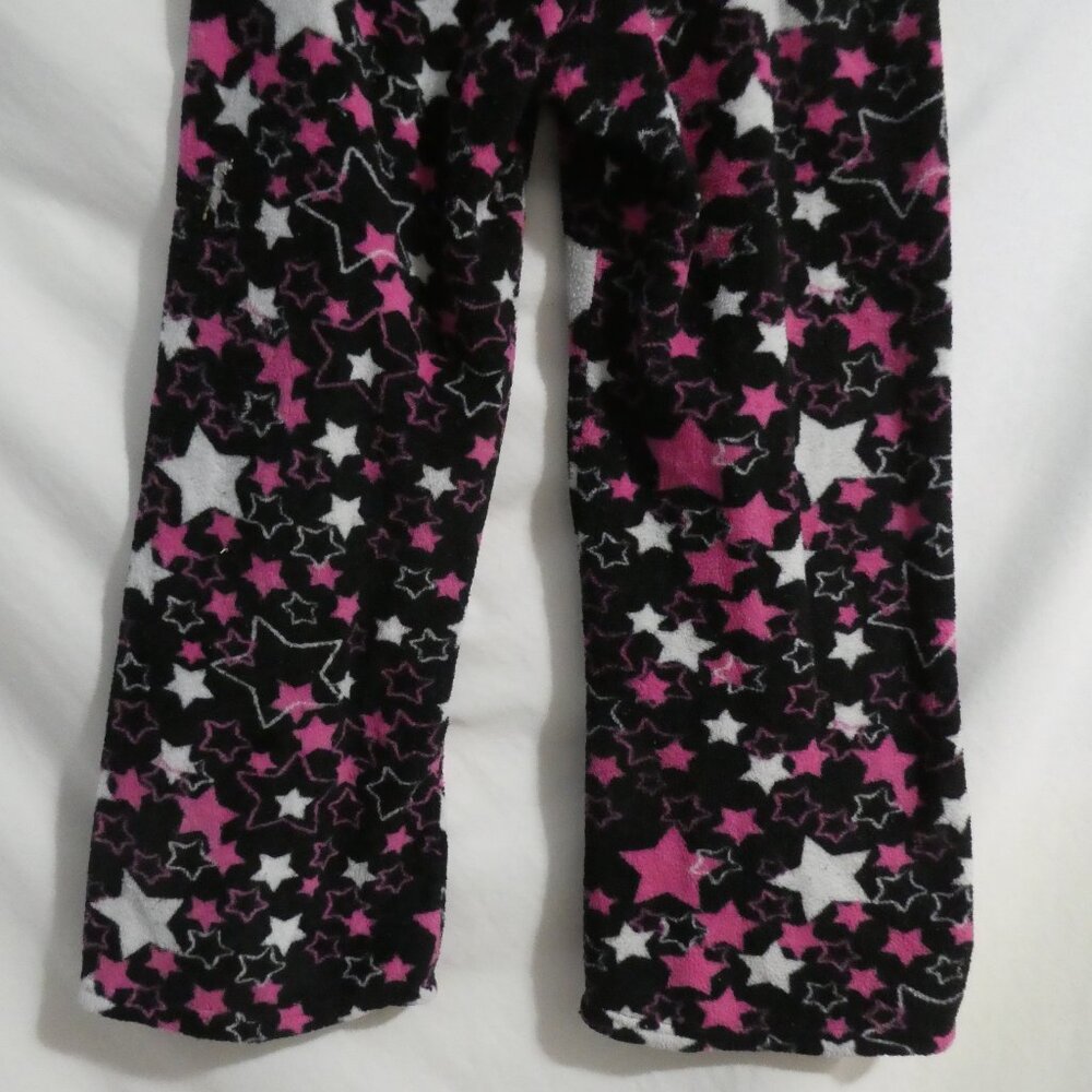 725 ORIGINALS | small | Black Fleece Pajama - Lounge Pants | Pink & White Stars - Picture 14 of 16